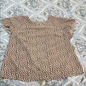 SHEIN Black and Tan Polka Dot Blouse